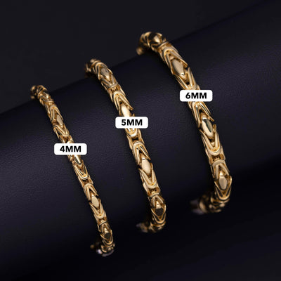 Round Byzantine Royal Link CZ Lock Bracelet 14K Yellow Gold - Hollow - bayamjewelry