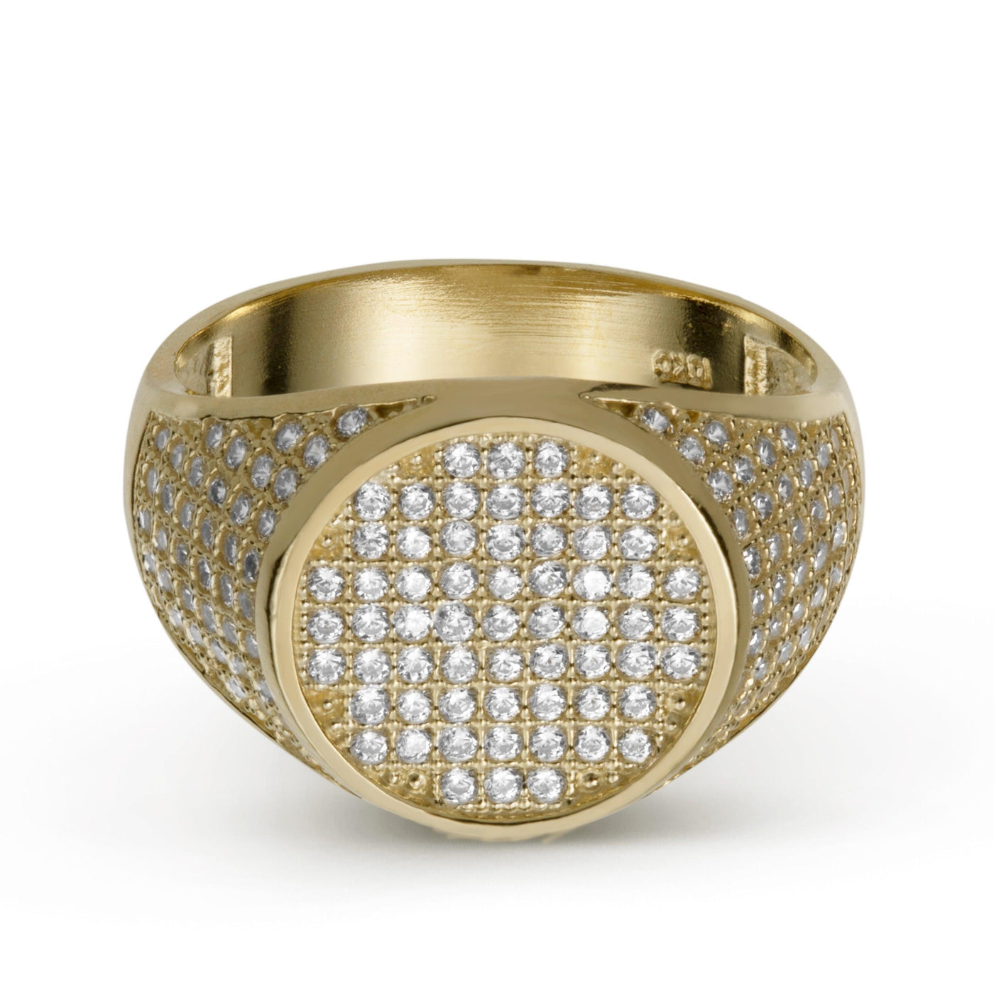 Round Design CZ Ring Solid 10K Yellow Gold - bayamjewelry