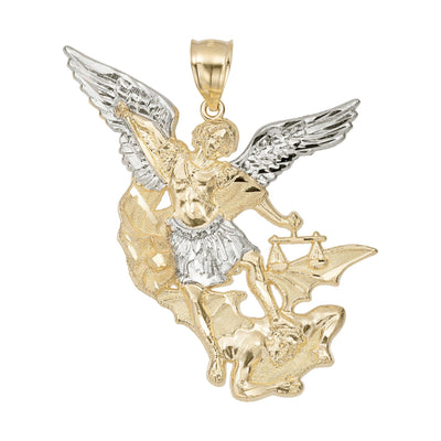 Saint Michael Archangel and the Devil Pendant 10K Yellow Gold - bayamjewelry