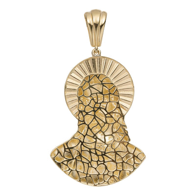 Shiny Sacred Heart of Jesus Pendant 14K Yellow Gold - bayamjewelry