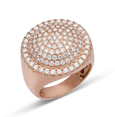 Signet Diamond Ring 3.02ct 14K Rose Gold - bayamjewelry