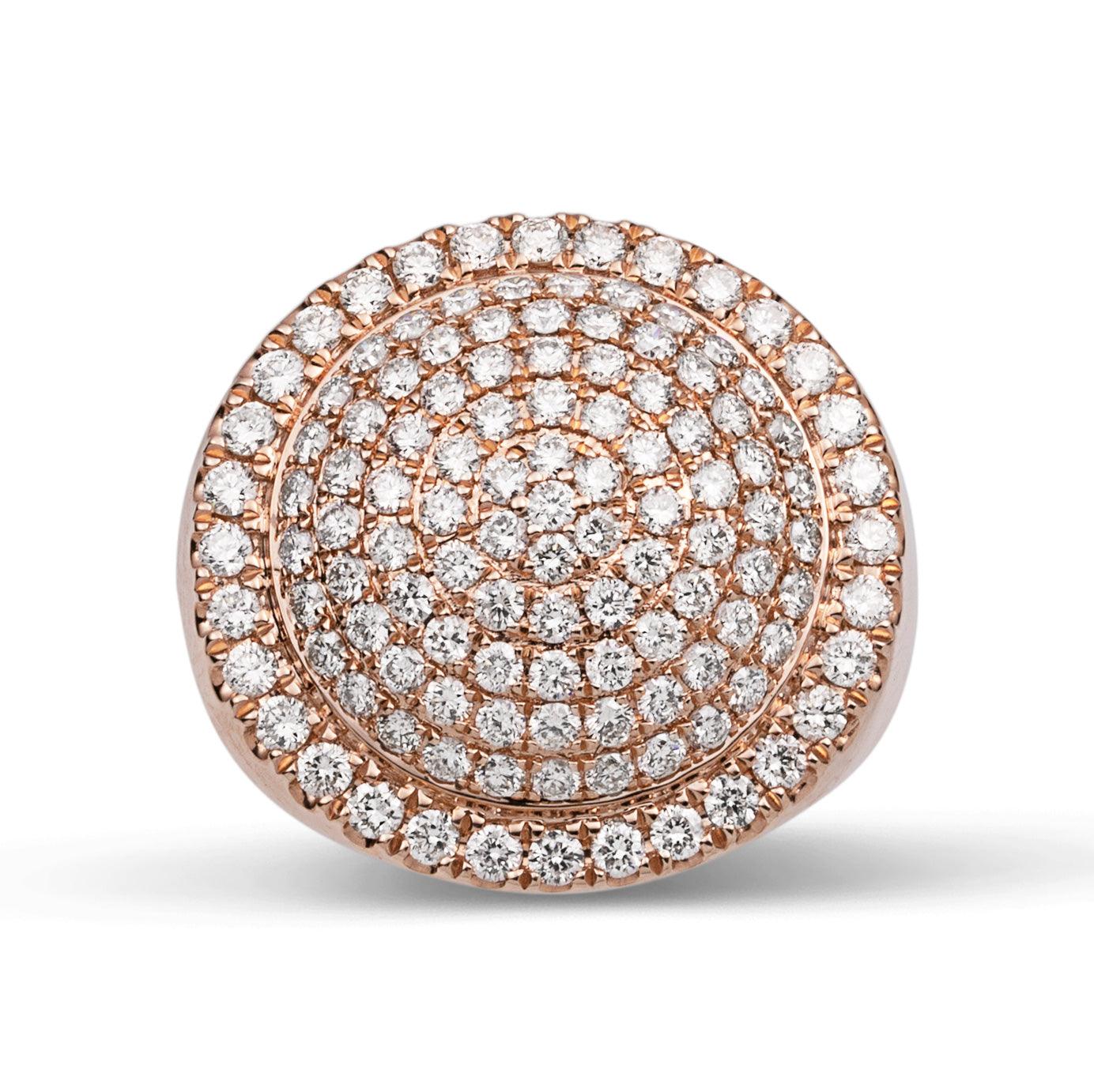 Signet Diamond Ring 3.02ct 14K Rose Gold - bayamjewelry