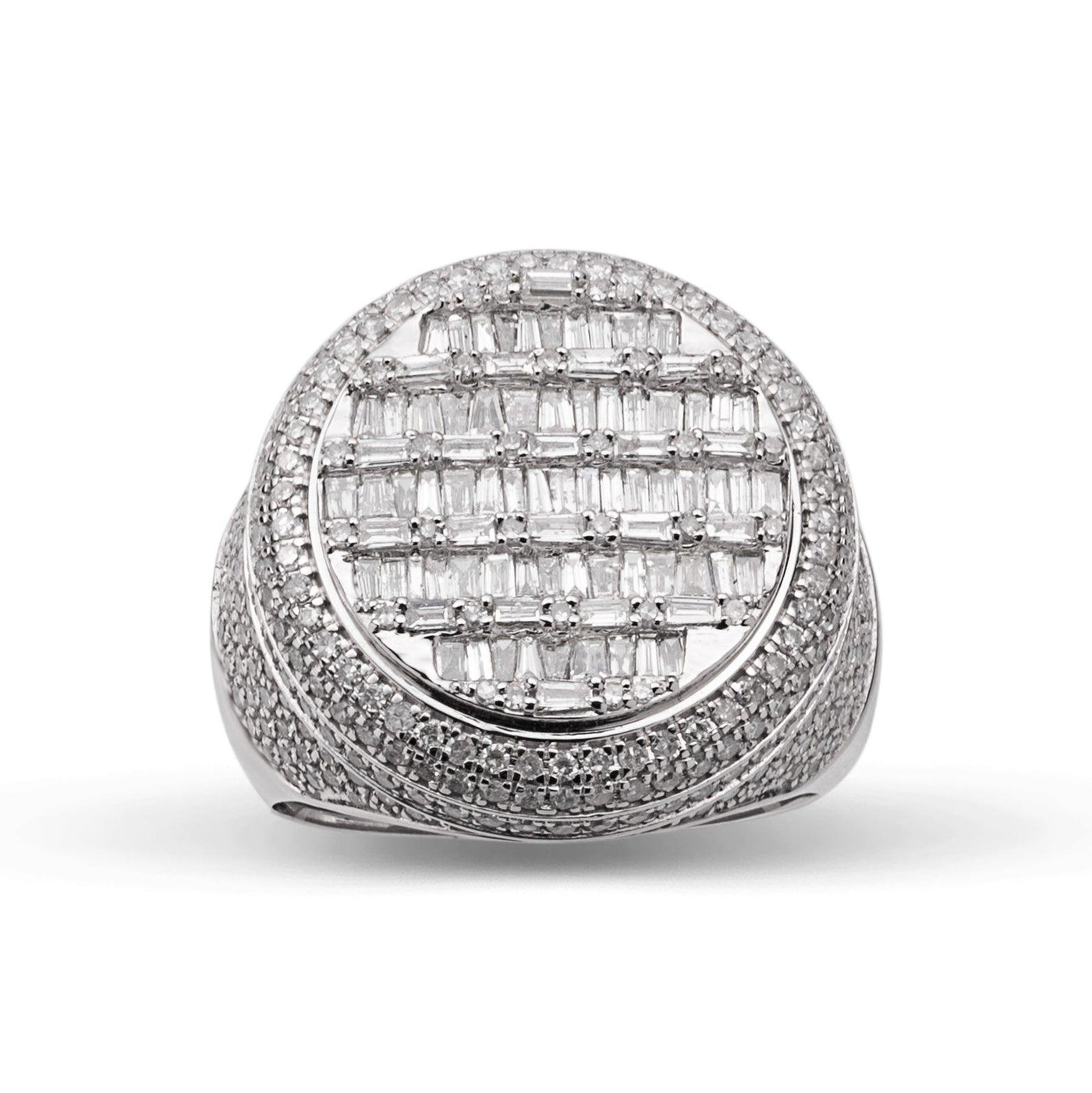 Signet Diamond Ring 3.75ct 14K White Gold - bayamjewelry