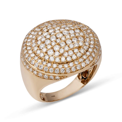 Signet Diamond Ring 3.75ct 14K Yellow Gold - bayamjewelry