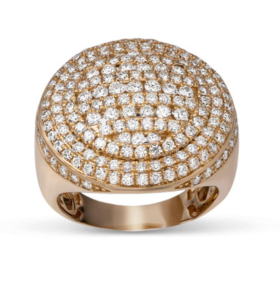 Signet Diamond Ring 3.75ct 14K Yellow Gold - bayamjewelry