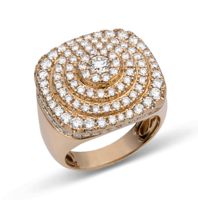 Signet Diamond Ring 3.9ct 14K Yellow Gold - bayamjewelry
