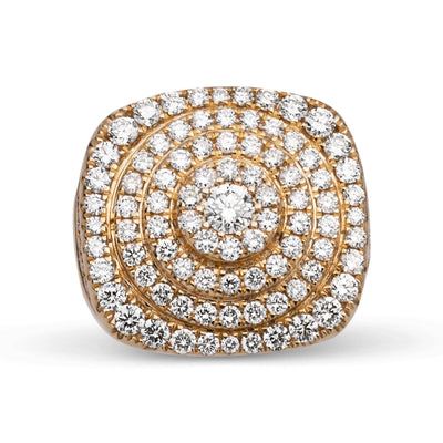 Signet Diamond Ring 3.9ct 14K Yellow Gold - bayamjewelry