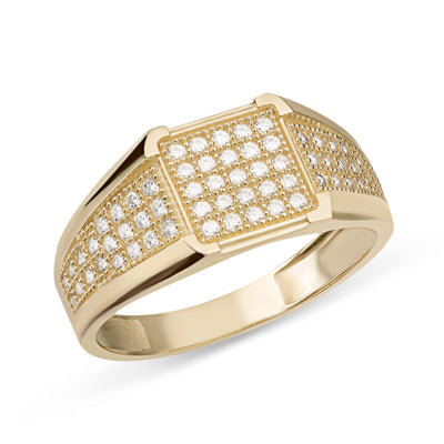 Square CZ Ring 10K Yellow Gold - bayamjewelry