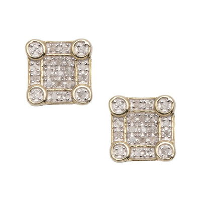 Square Diamond Stud Earrings 0.20ct 10K Yellow Gold - bayamjewelry