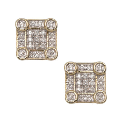 Square Diamond Stud Earrings 0.23ct 10K Yellow Gold - bayamjewelry