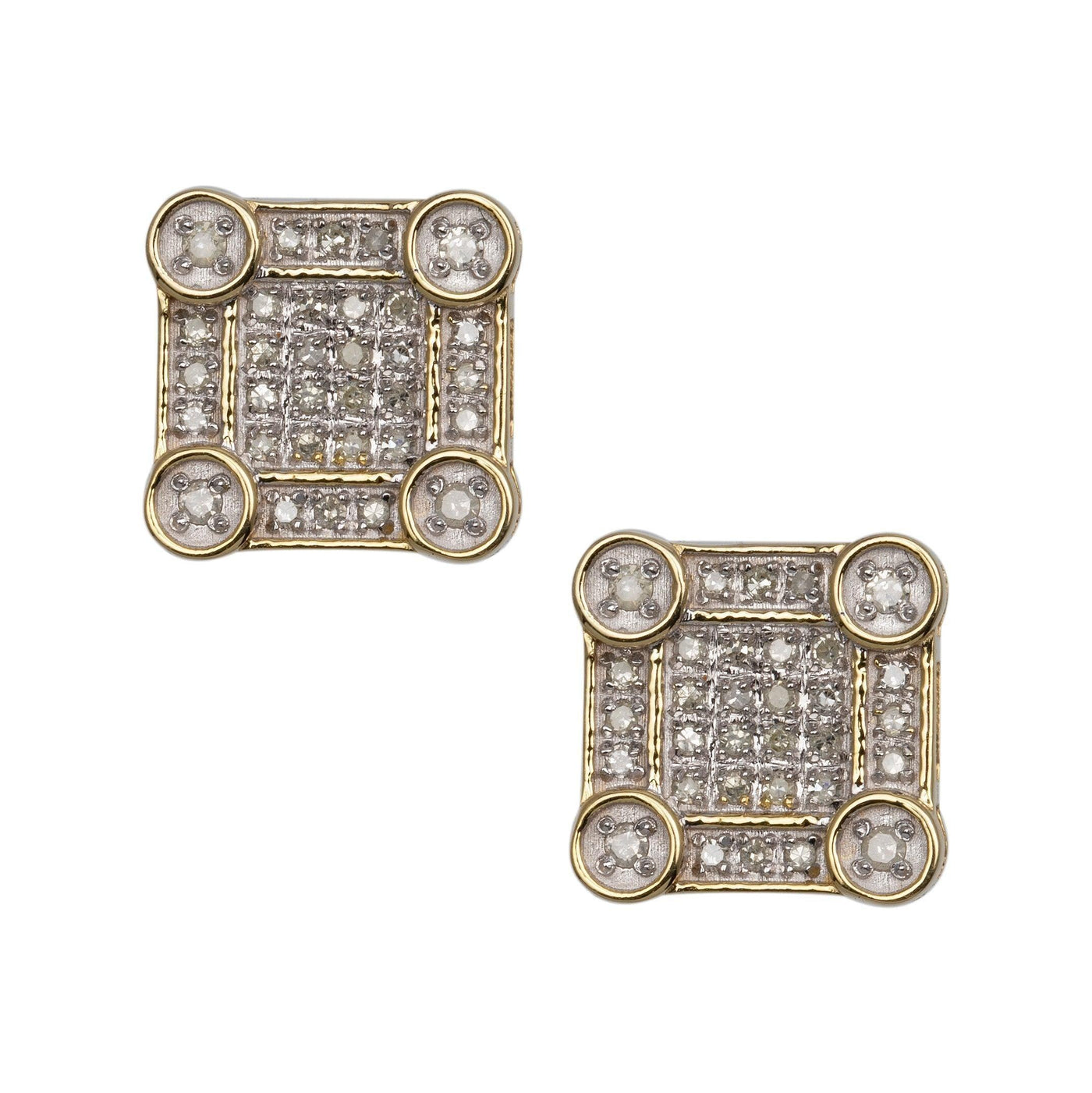 Square Diamond Stud Earrings 0.32ct 10K Yellow Gold - bayamjewelry