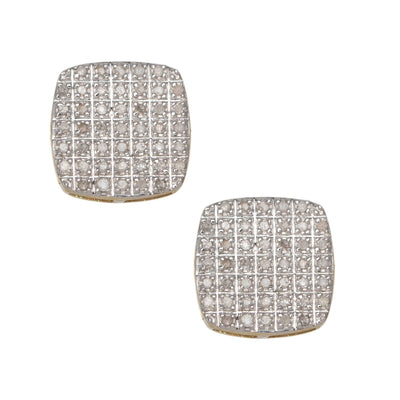 Square Micro-Pavé Diamond Stud Earrings 0.32ct 10K Yellow Gold - bayamjewelry