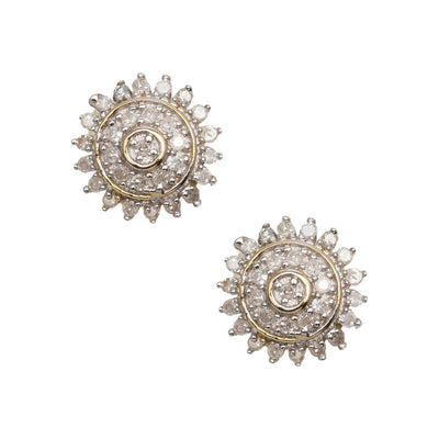 Sunflower Design Micro-Pavé Diamond Stud Earrings 0.23ct 10K Yellow Gold - bayamjewelry
