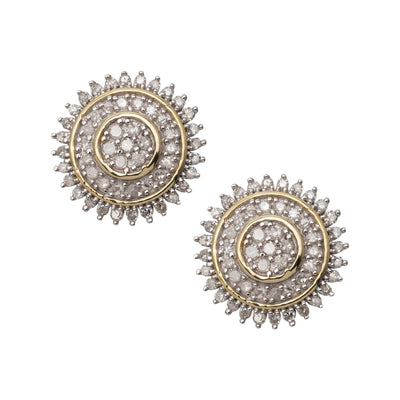 Sunflower Design Micro-Pavé Diamond Stud Earrings 0.40ct 10K Yellow Gold - bayamjewelry