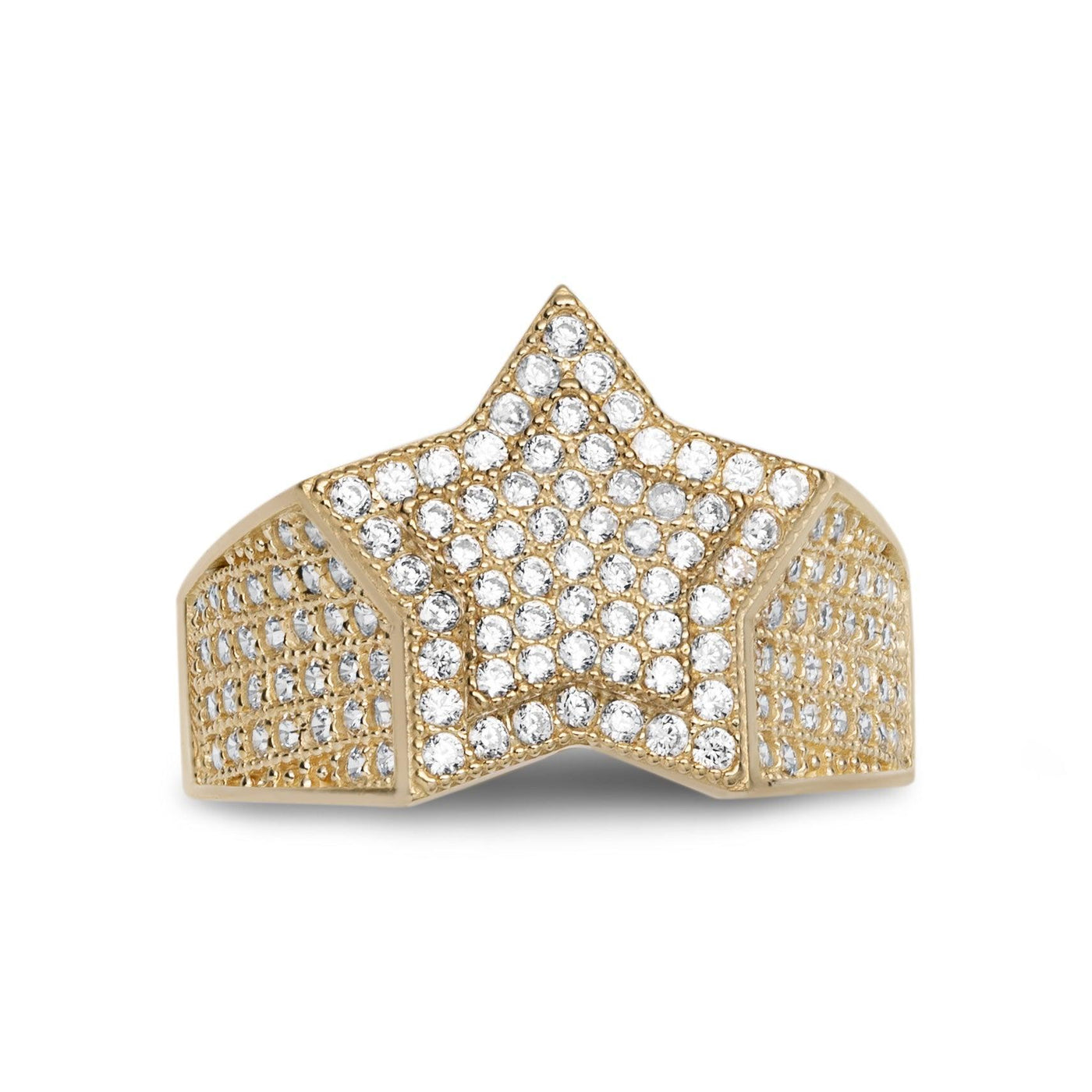 Super Star CZ Ring Solid 10K Yellow Gold - bayamjewelry
