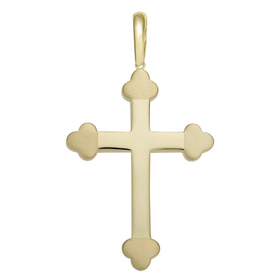 Textured Cross Charm Pendant Solid 10K Yellow Gold - bayamjewelry