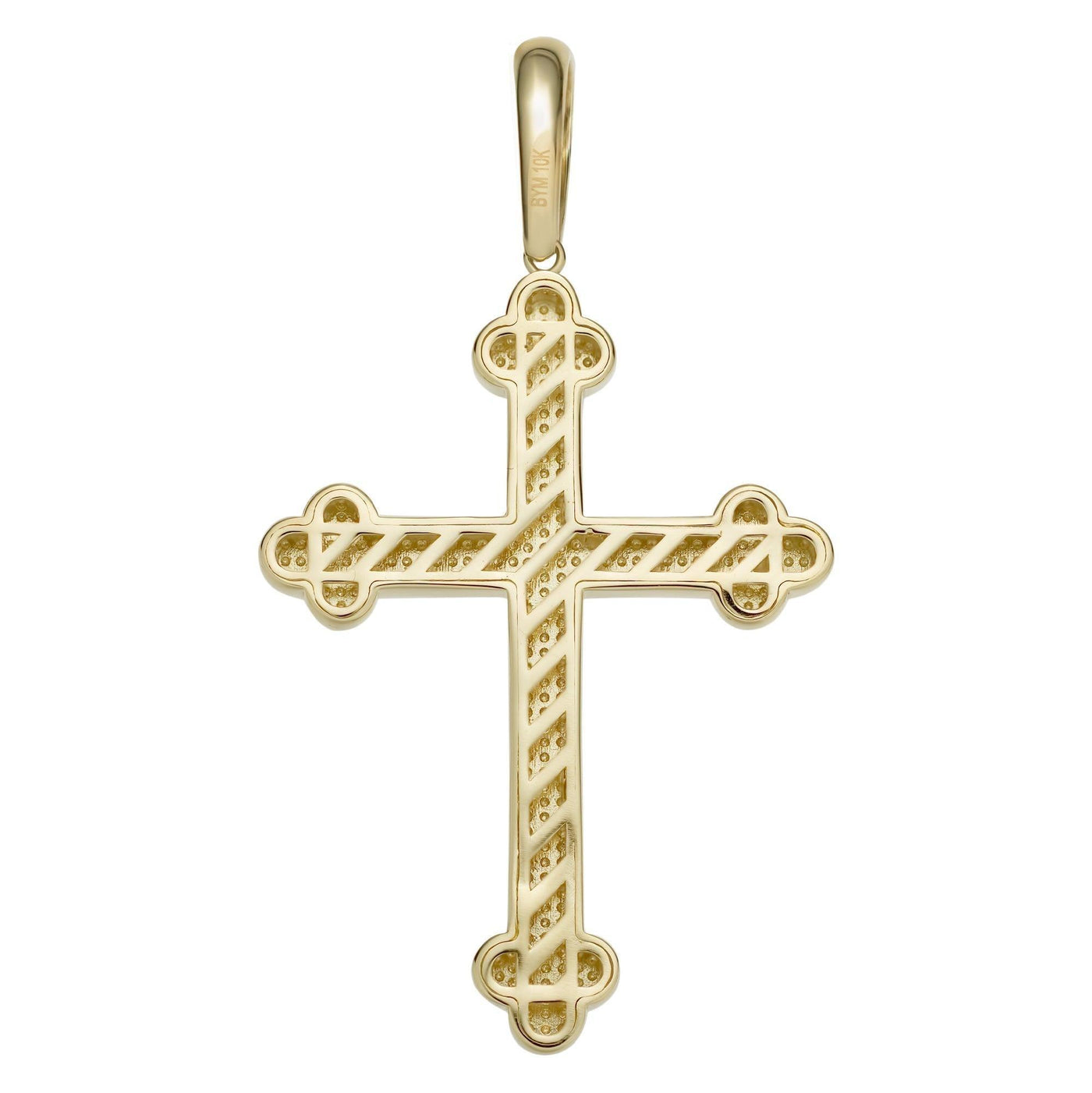 Textured Cross Charm Pendant Solid 10K Yellow Gold - bayamjewelry
