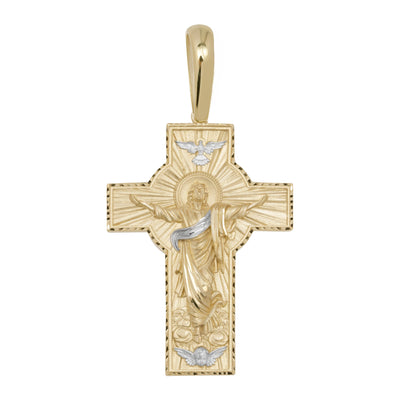 Textured Crucifix Jesus Cross Pendant Solid 10K Yellow Gold - bayamjewelry