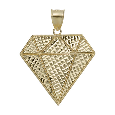 Textured Diamond Shaped Pendant 10K Yellow Gold - bayamjewelry