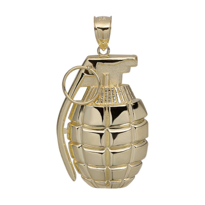 Textured Grenade Charm Pendant Solid 10K Yellow Gold - bayamjewelry