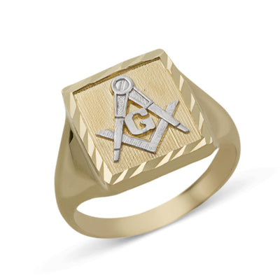 The Square and Compass Ring Solid 10K Yellow Gold - bayamjewelry