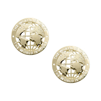 "The World is Yours" Stud Earrings Solid 10K Yellow Gold - bayamjewelry