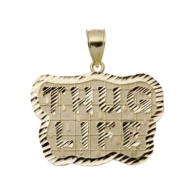"Thug Life" Medallion Pendant 10K Yellow Gold - bayamjewelry