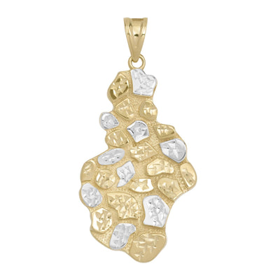 Two-Tone Nugget Style Pendant Solid 10K Yellow Gold - bayamjewelry