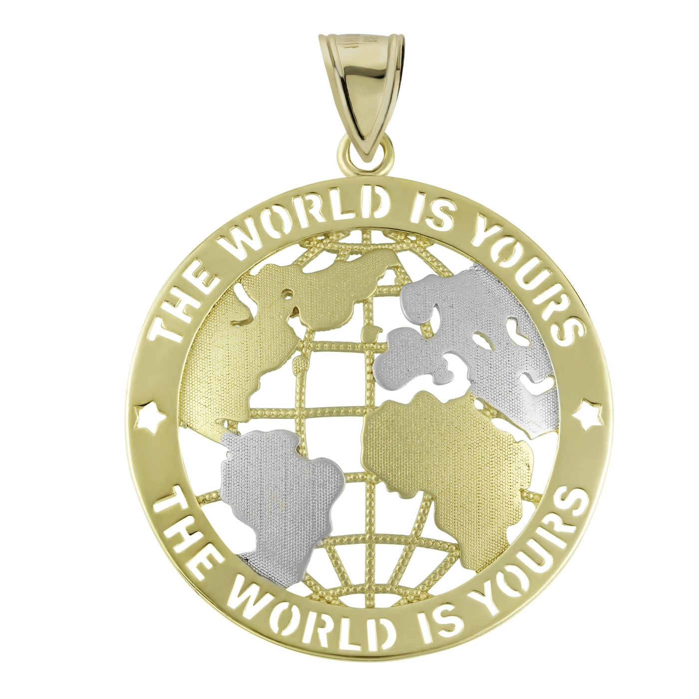 Two-Tone "The World is Yours" Pendant 10K Yellow Gold - bayamjewelry