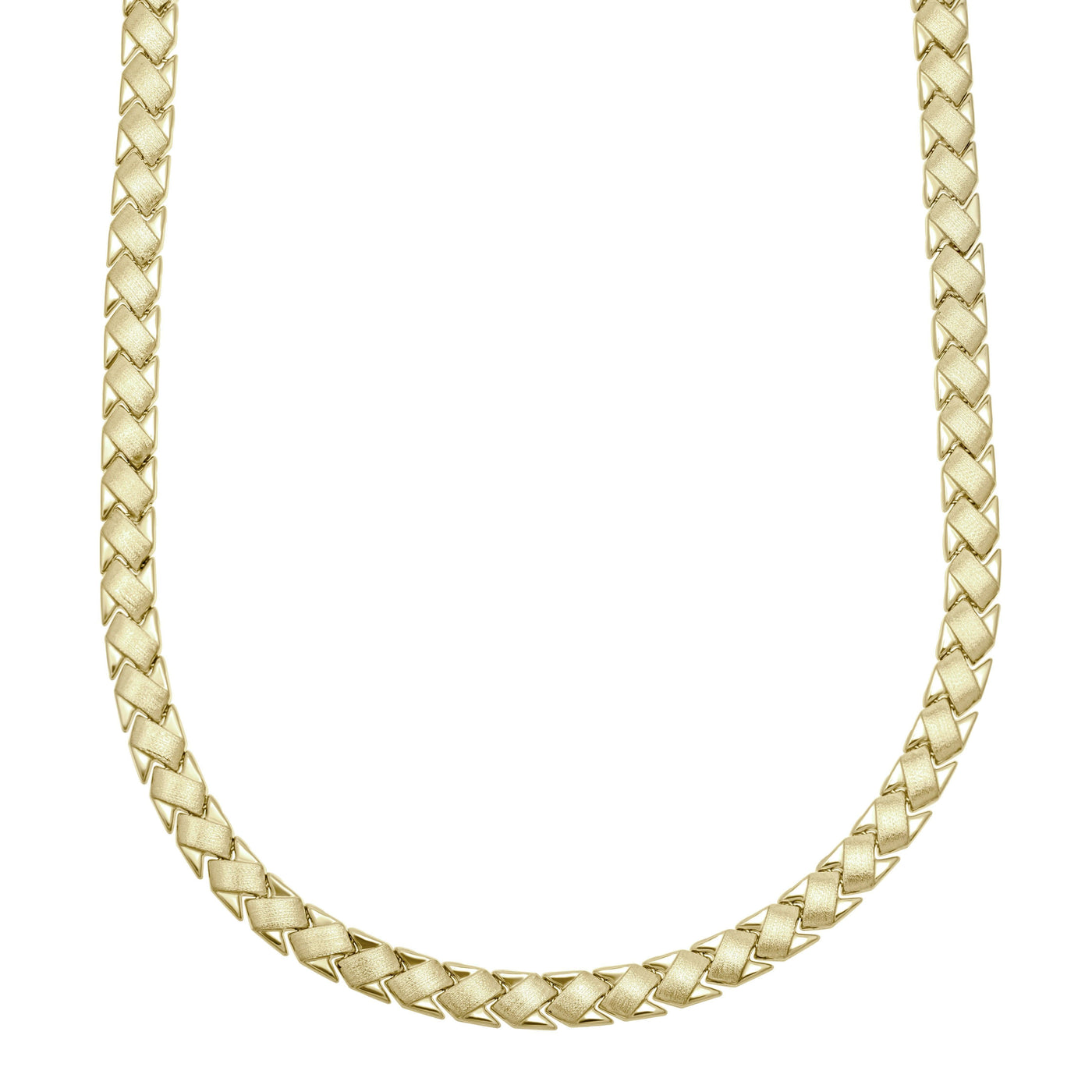 Wheat Railroad Stampato Necklace 10K Yellow Gold - bayamjewelry