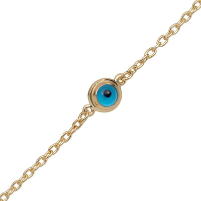 Women's Adjustable Evil Eye Cable Chain Bracelet 14K Yellow Gold - bayamjewelry