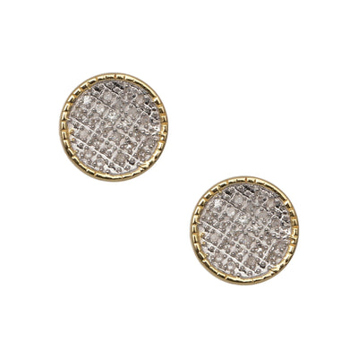 Women's Bead Framed Round Micro-Pavé Diamond Stud Earrings 0.18ct 10K Yellow Gold - bayamjewelry