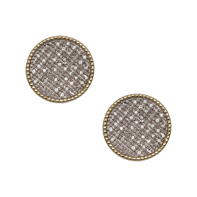 Women's Bead Framed Round Micro-Pavé Diamond Stud Earrings 0.33ct 10K Yellow Gold - bayamjewelry