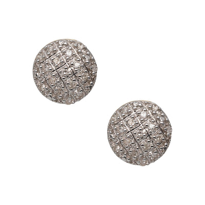 Women's Cushion Micro-Pavé Round Diamond Stud Earrings 0.15ct 10K Yellow Gold - bayamjewelry