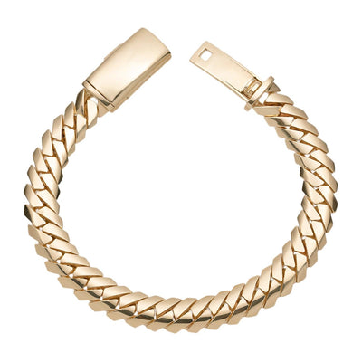 Women's Edge Miami Cuban Link Bracelet 14K Yellow Gold - Solid - bayamjewelry