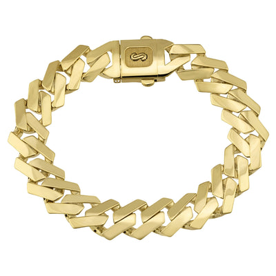 Women's Edge Monaco Miami Cuban Link Chain Bracelet 10K Yellow Gold - Hollow - bayamjewelry