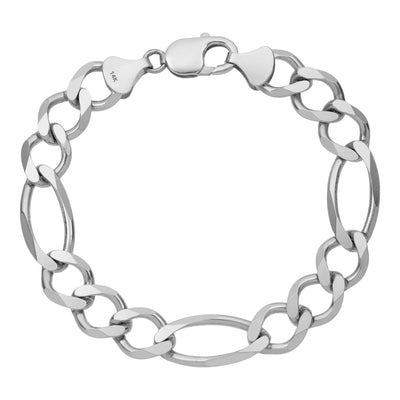 Women's Figaro Link Bracelet 14K White Gold - Solid - bayamjewelry