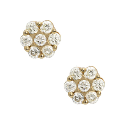 Women's Flower Cluster Diamond Stud Earrings 0.53ct 14K Yellow Gold - bayamjewelry