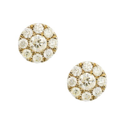 Women's Flower Cluster Diamond Stud Earrings 0.55ct 10K Yellow Gold - bayamjewelry
