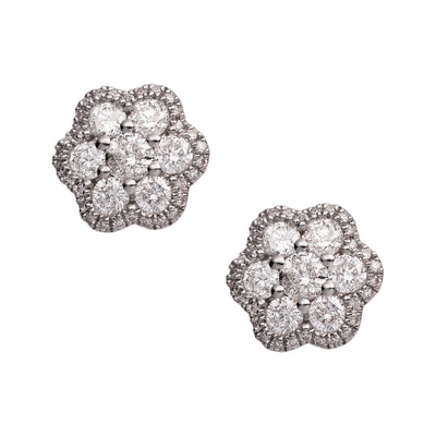 Women's Flower Cluster Diamond Stud Earrings 0.98ct 14K Rose Gold - bayamjewelry