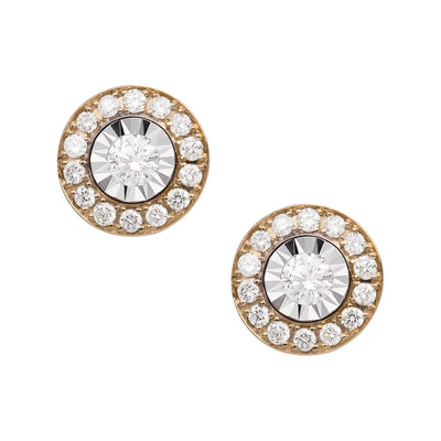 Women's Framed Diamond Stud Earrings 0.61ct 14K Yellow Gold - bayamjewelry