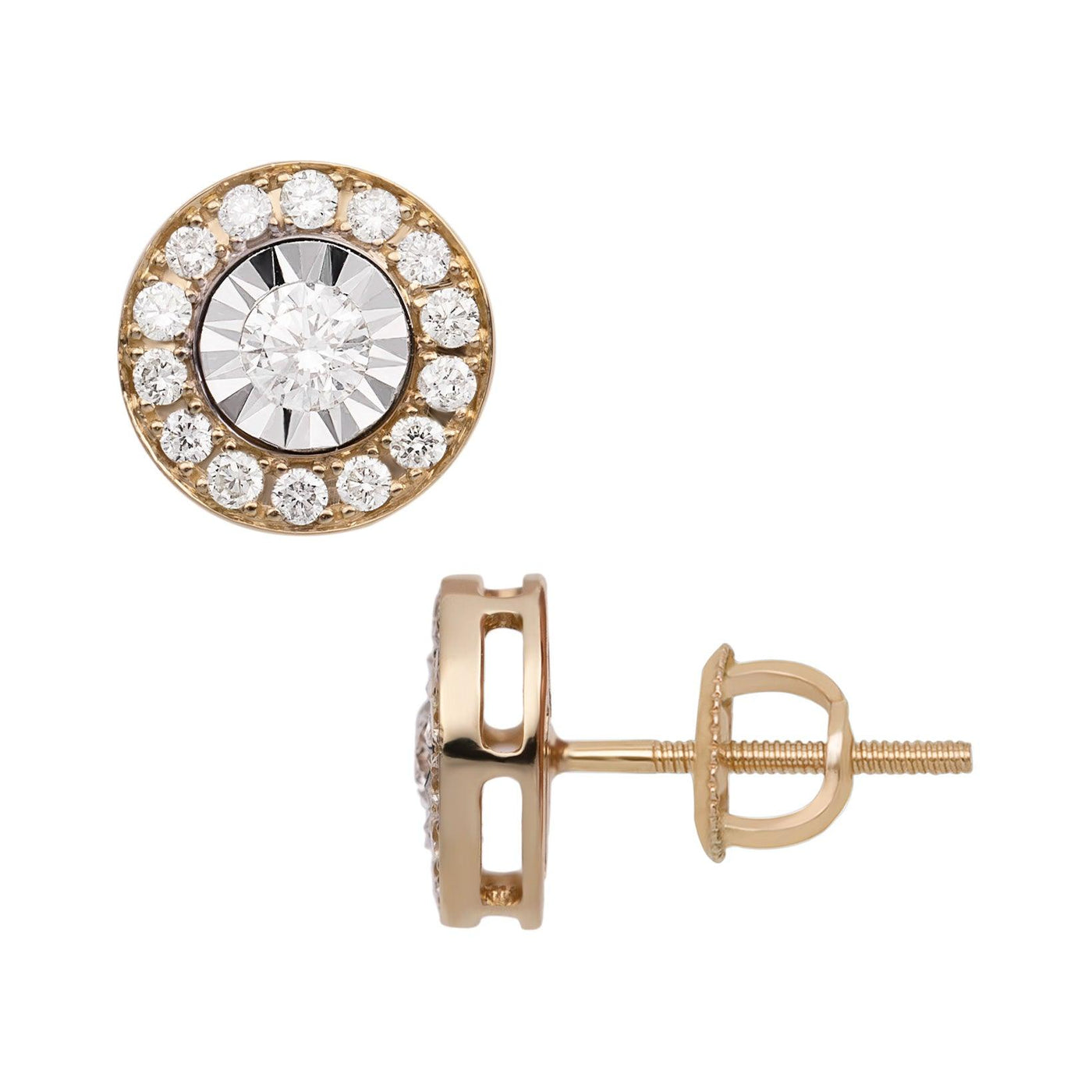Women's Framed Diamond Stud Earrings 0.61ct 14K Yellow Gold - bayamjewelry