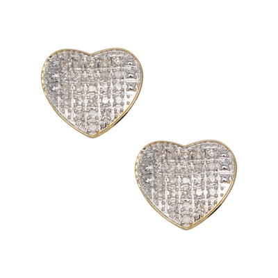 Women's Framed Micro-Pavé Heart Diamond Stud Earrings 0.28ct 10K Yellow Gold - bayamjewelry