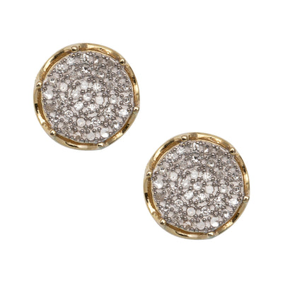 Women's Framed Micro-Pavé Round Diamond Stud Earrings 0.32ct 10K Yellow Gold - bayamjewelry