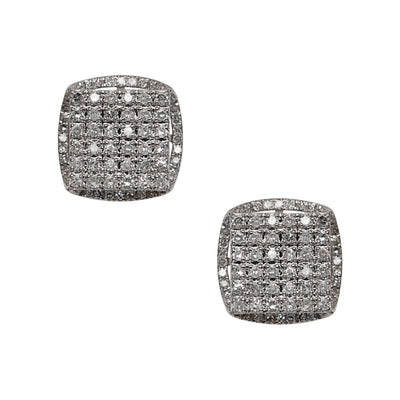Women's Halo Micro-Pavé Square Diamond Stud Earrings 0.85ct 10K Yellow Gold - bayamjewelry