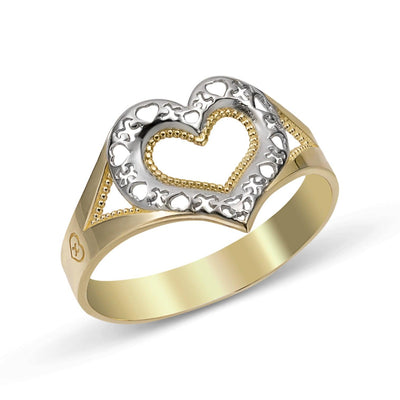 Women's Hearts & Kisses Ring 10K Yellow Gold - bayamjewelry