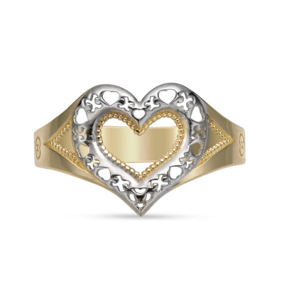 Women's Hearts & Kisses Ring 10K Yellow Gold - bayamjewelry