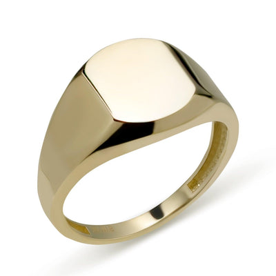 Women's Medium Signet Ring Solid 10K Yellow Gold - bayamjewelry