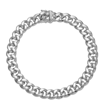 Women's Miami Cuban Link Chain Bracelet 14K White Gold - Hollow - bayamjewelry