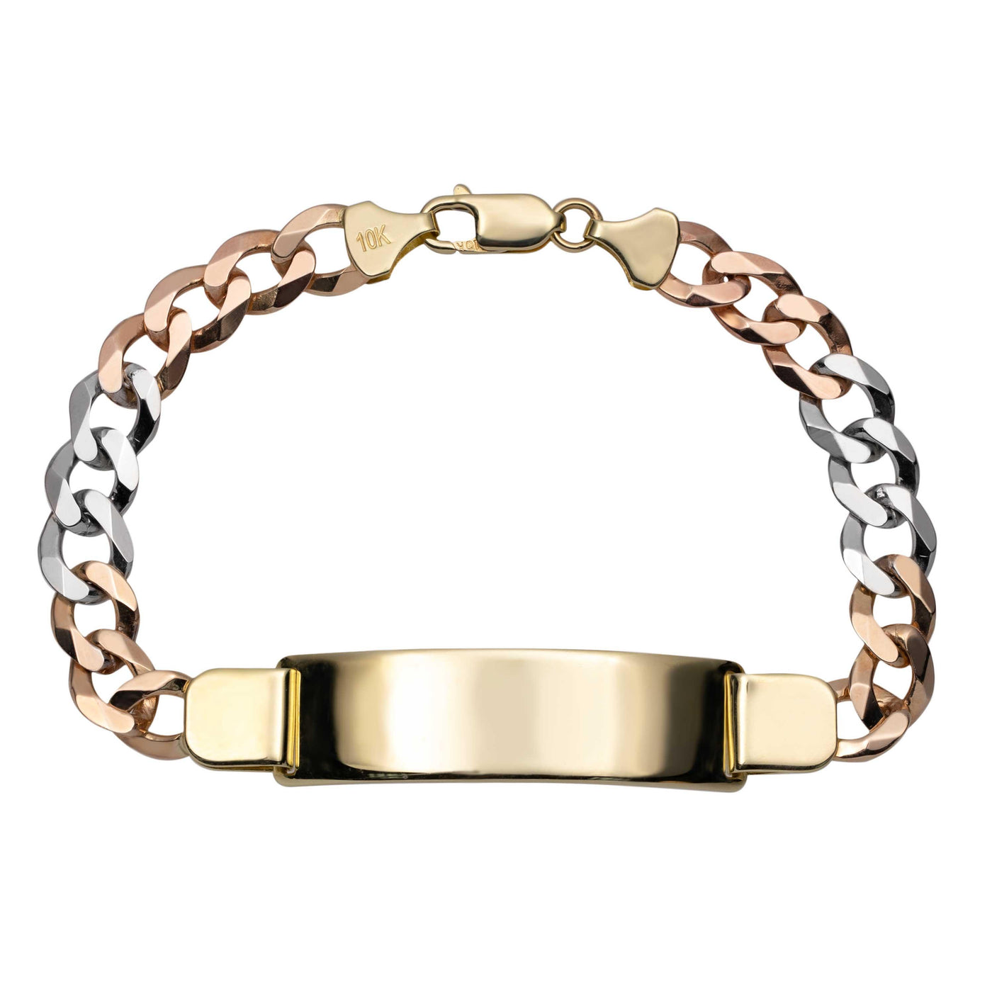 Women's Miami Curb Link ID Bracelet 10K Tri-Color Gold - Solid - bayamjewelry